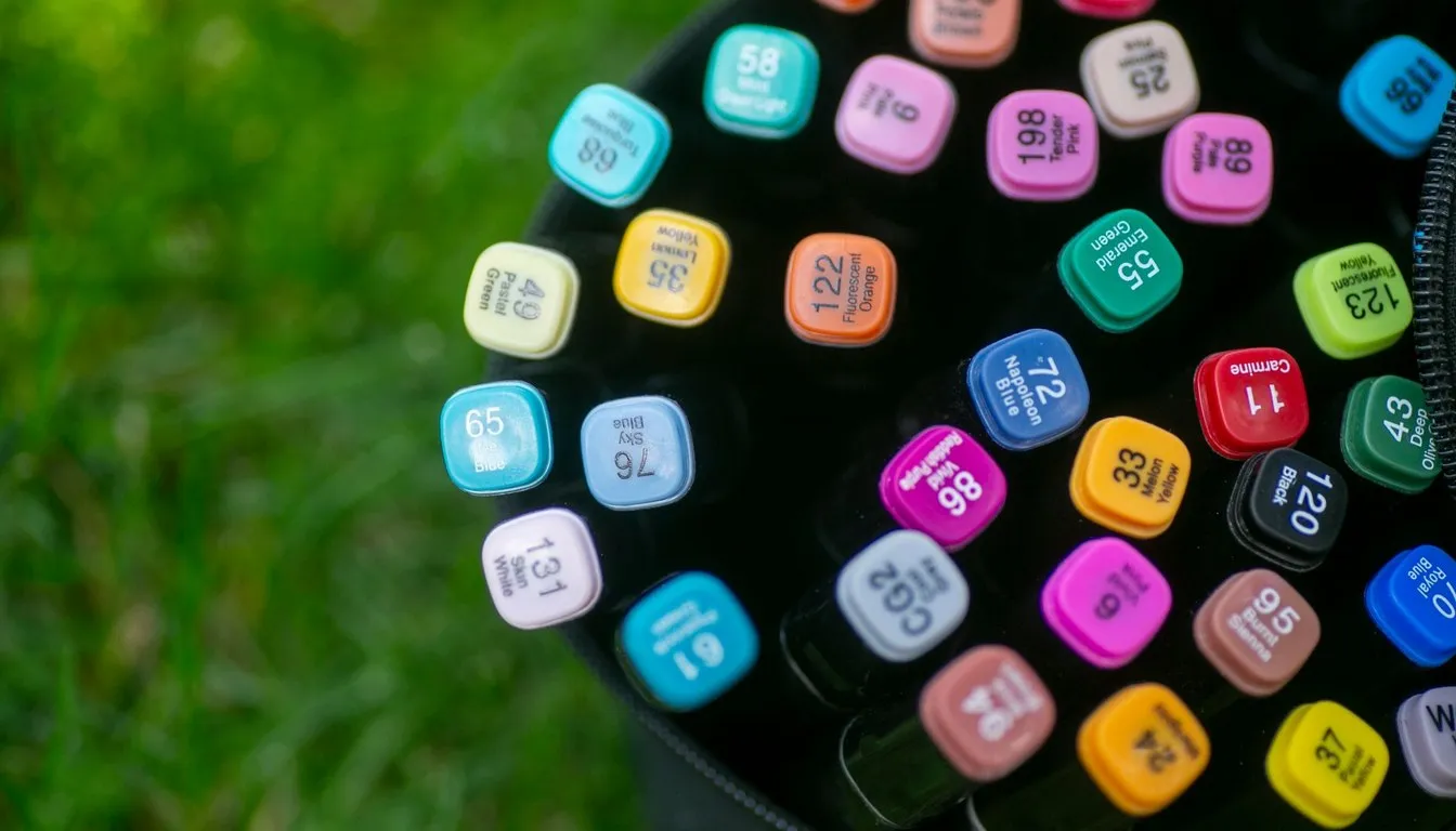 Fan of colorful marker pens