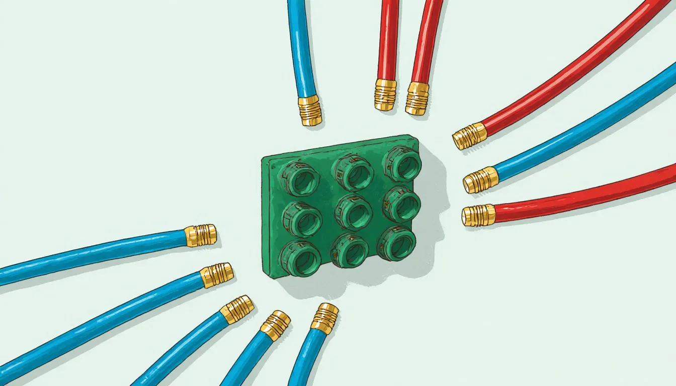 PEX supply lines fanning out from a manifold