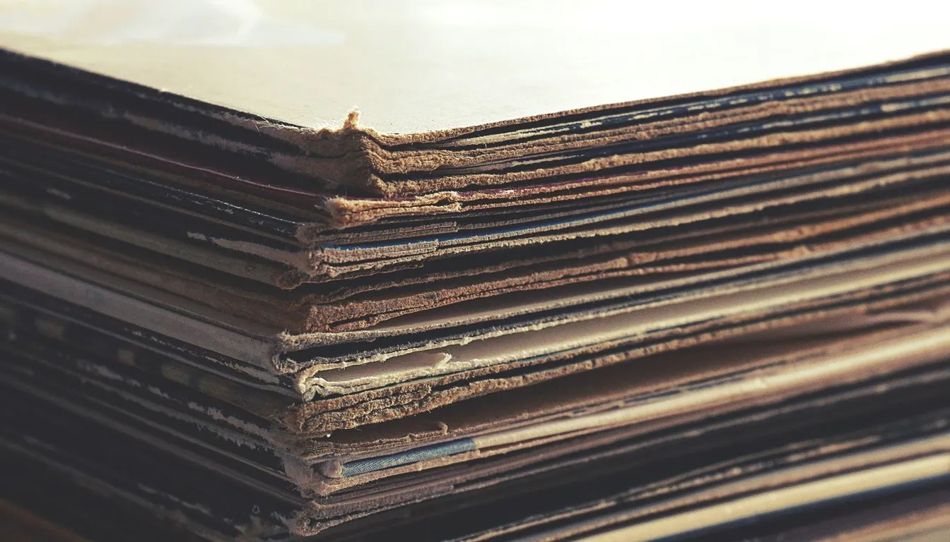 Edge view of stacked sheet boards