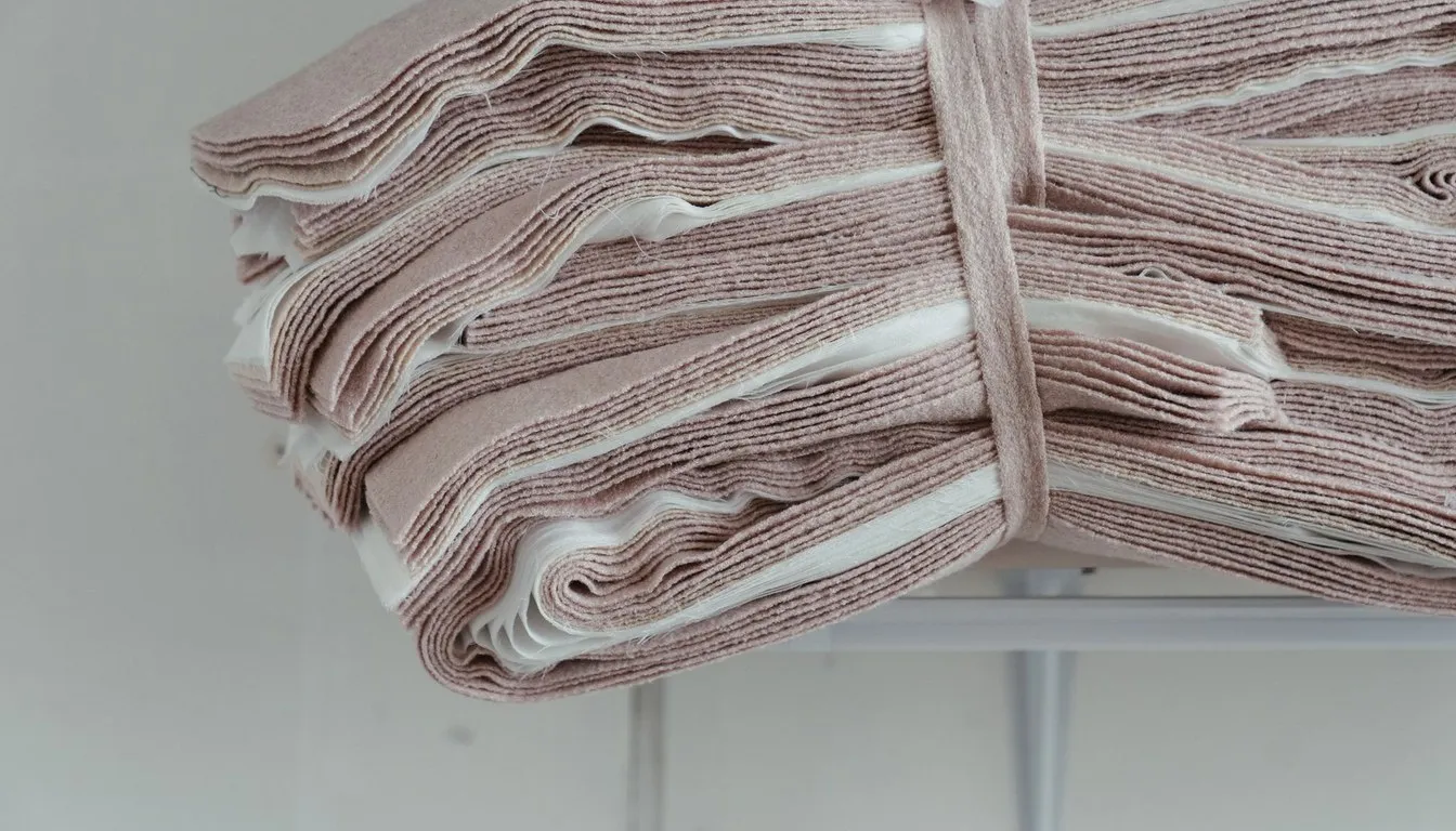 Folded stack of soft synthetic fabric