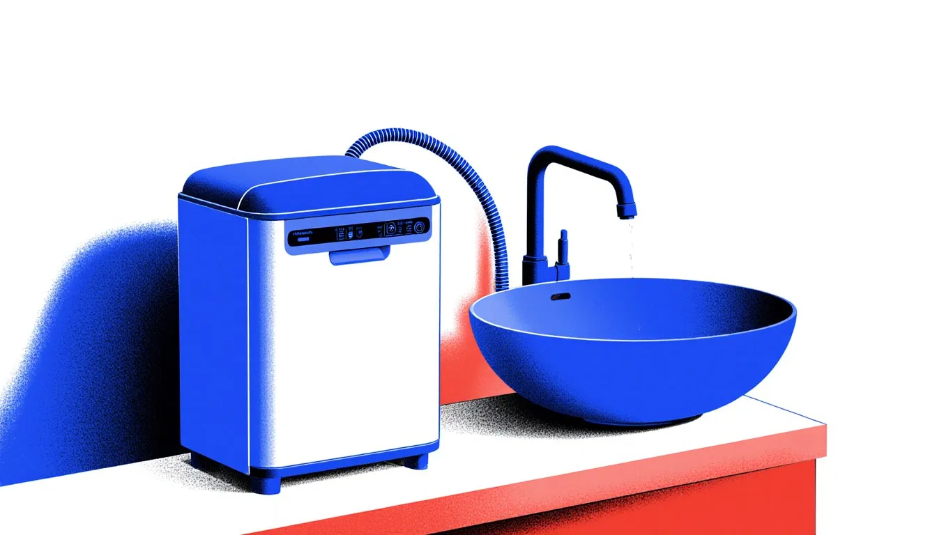 Countertop portable dishwasher beside a sink