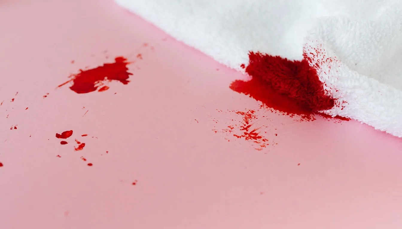 Red stain spreading across white fabric