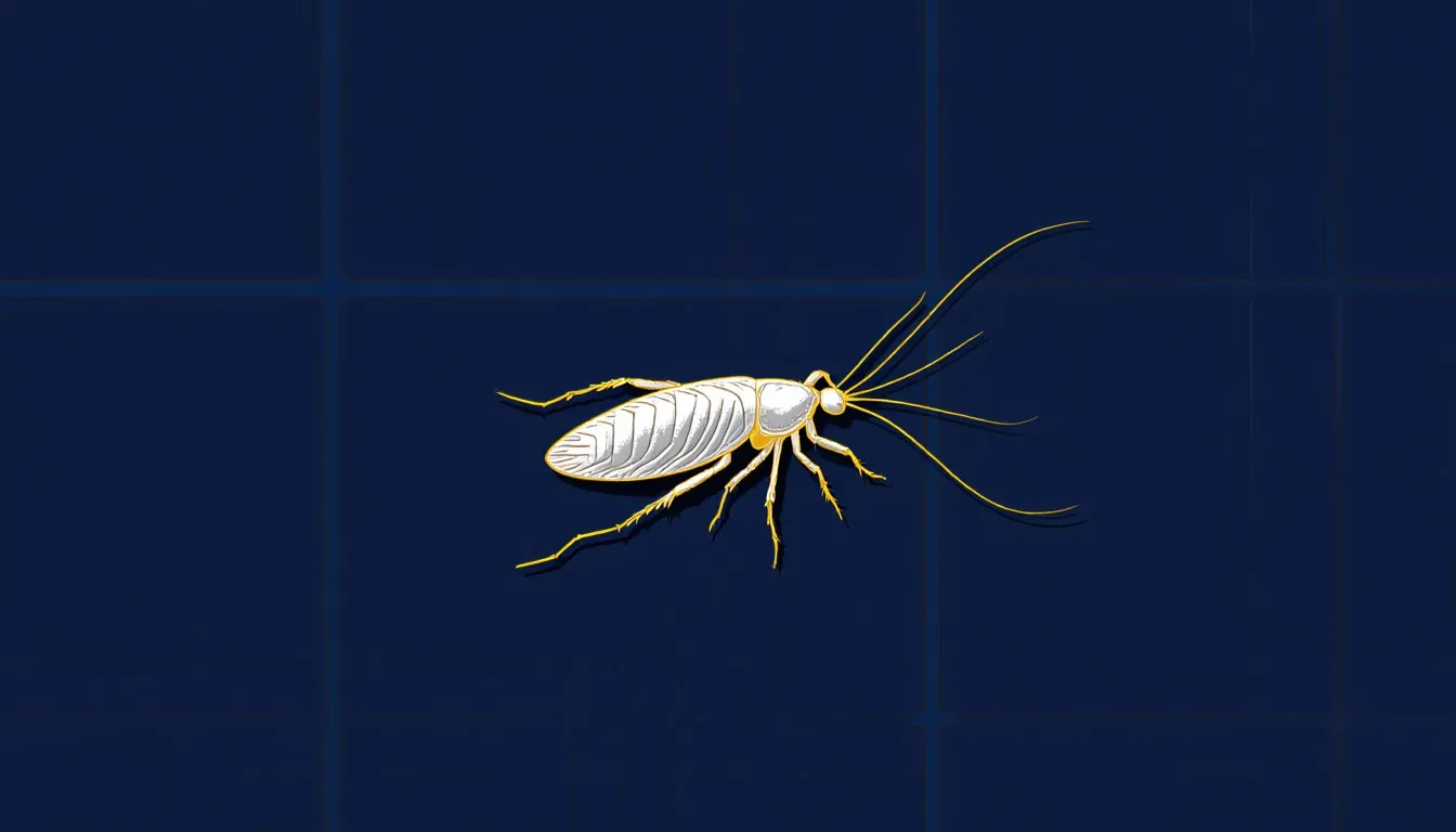 A silverfish on a tiled floor