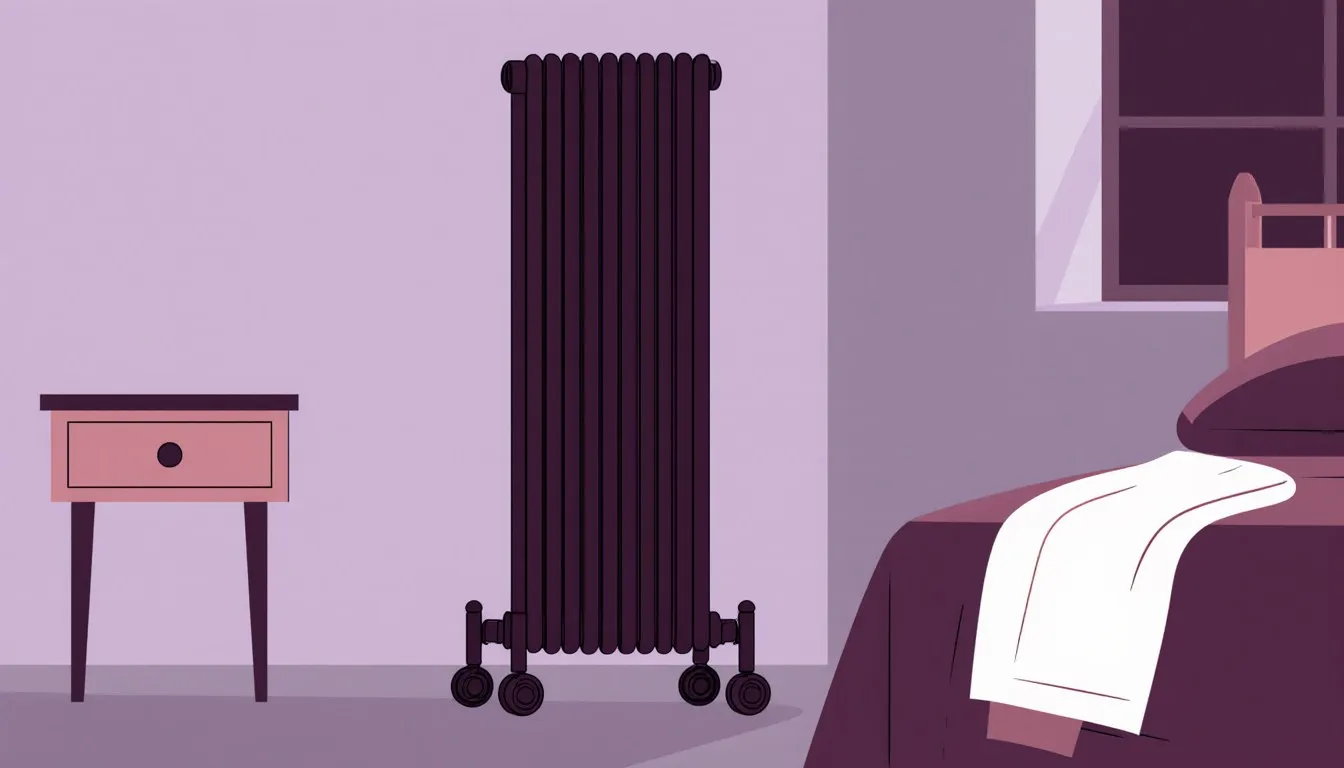 A column radiator heating a bedroom