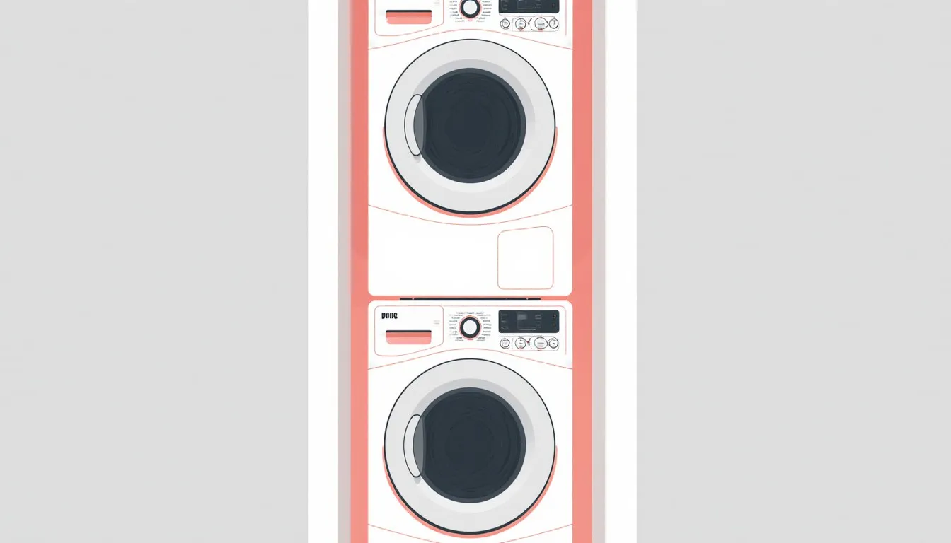 Stacked washer and dryer in a narrow laundry alcove