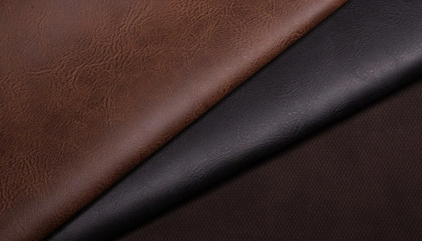 Sheets of brown and black synthetic leather