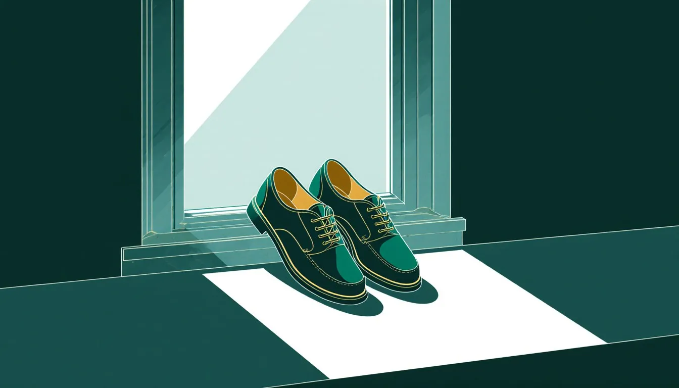 Pair of shoes airing in a sunlit window