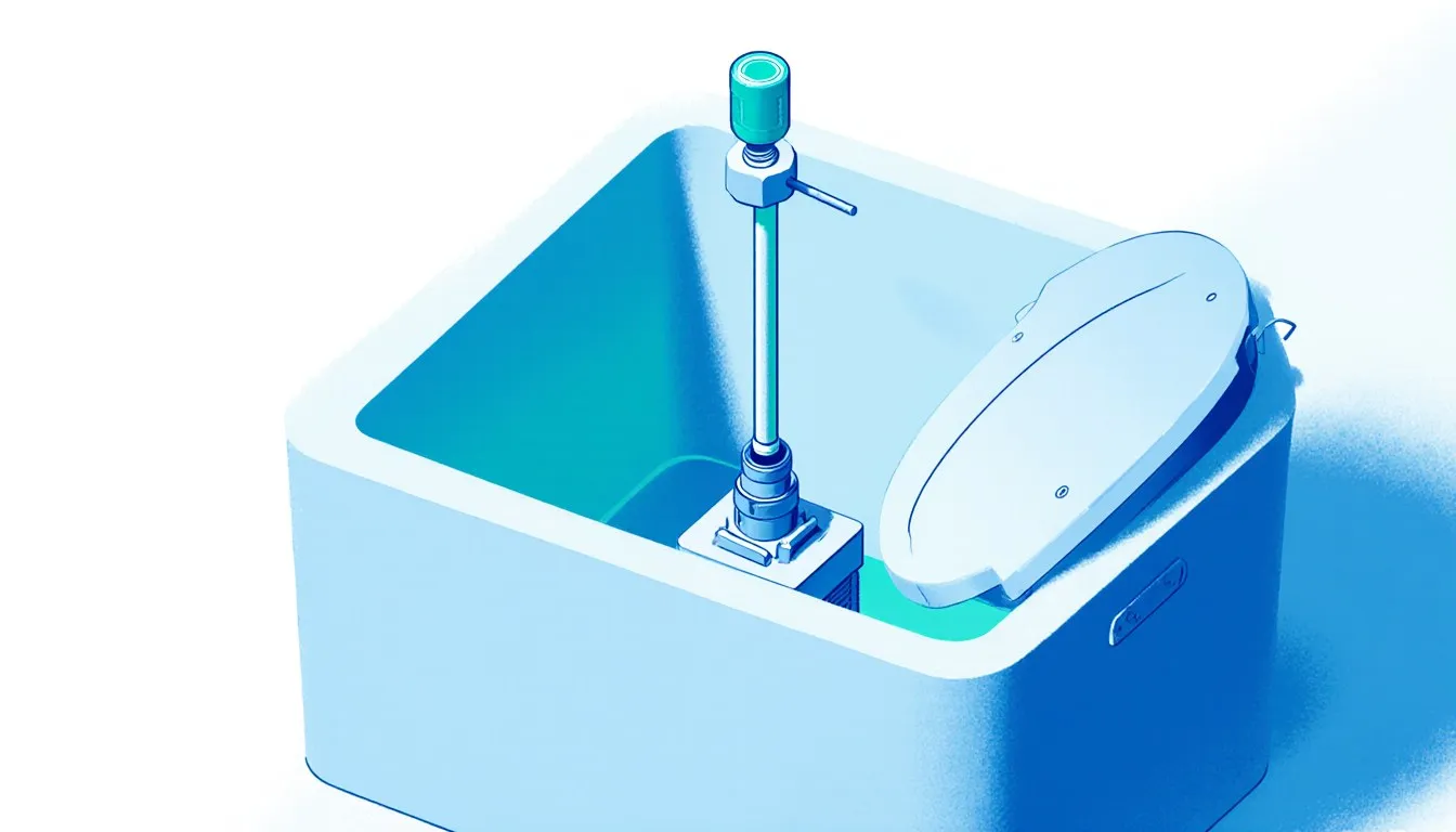 Open toilet tank showing the fill valve