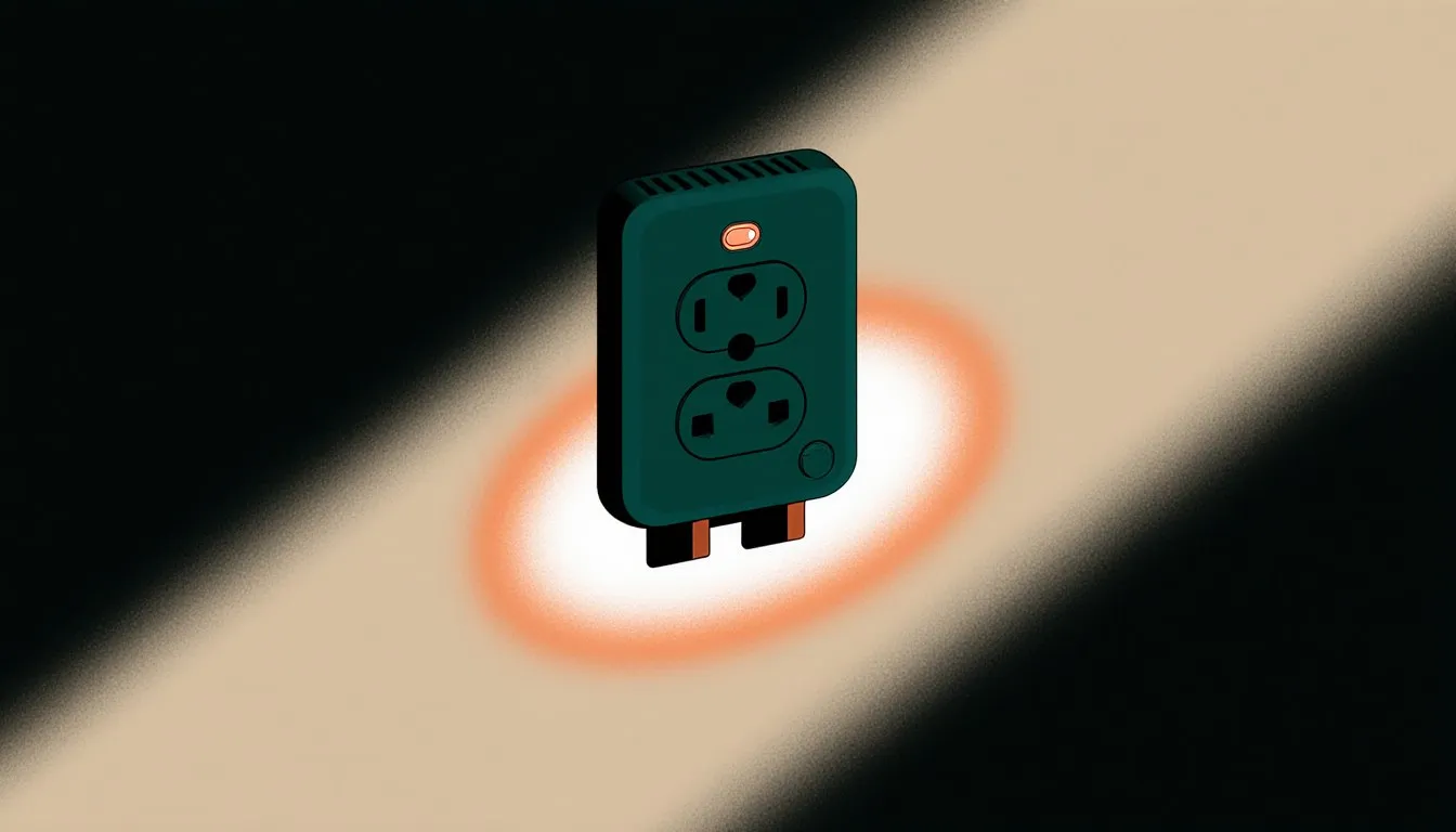 A plug-in repeller glowing in a wall outlet