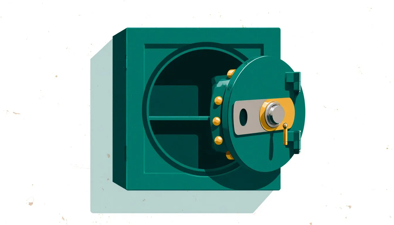Wall safe with its door open