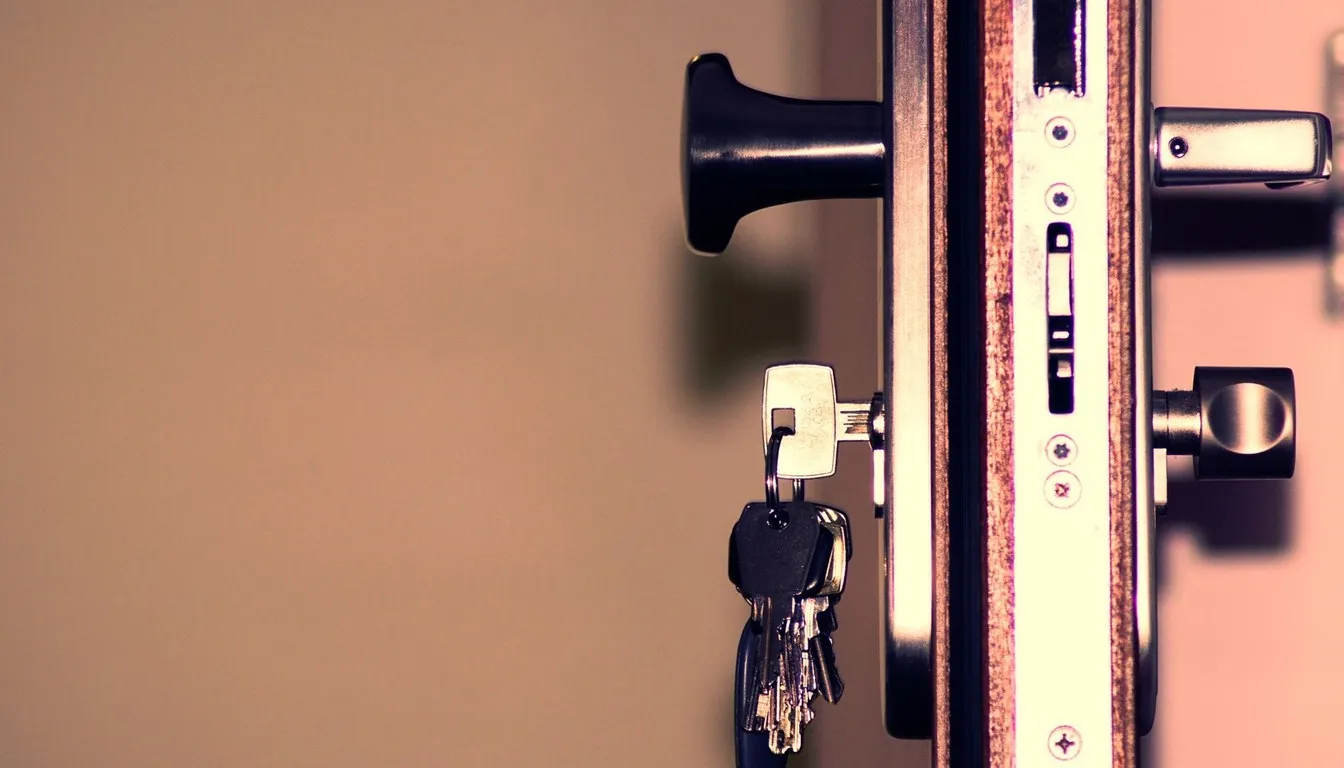 Keys hanging from a door lock