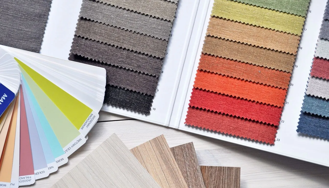 Book of wool fabric swatches in many colors