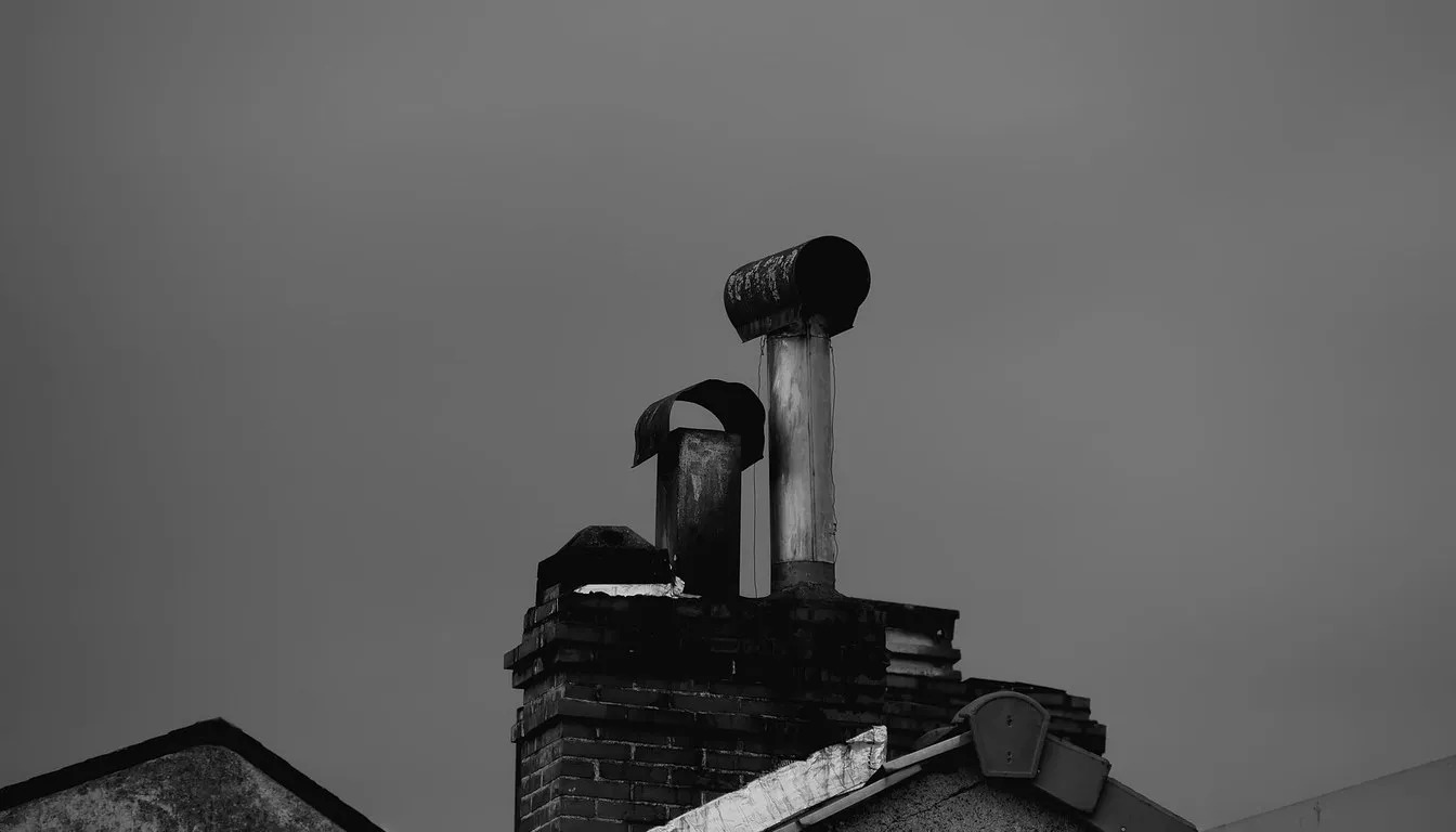 Chimney stacks in black and white